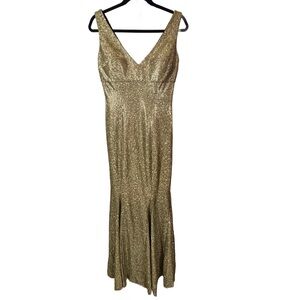 LM Collection Gold Glittery Evening Gown Size 4 New with Tags